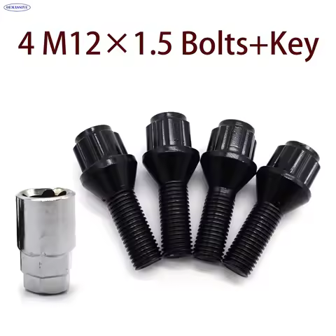 4x Wheel Locking Bolts Lug Nuts 28mm For BMW Black M12x1.5 E81 E82 E87 E88 E30 E36 E46 E90 E91 E92 E
