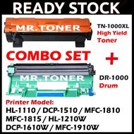 DR1000 DRUM TN1000 Black TONER Compatible For Brother HL-1110 DCP-1510 MFC-1810 MFC-1815 HL-1210W DC