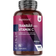 Tranbärskapslar med Vitamin C - motsvarar ca 25.000 mg tranbärspulver (50:1) - 6 månaders förbruknin