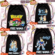 (FREE NAME) BLUEY Strings Bag Children's Drawstring Bag BLUEY Cartoon Children's Drawstring Bag Chea