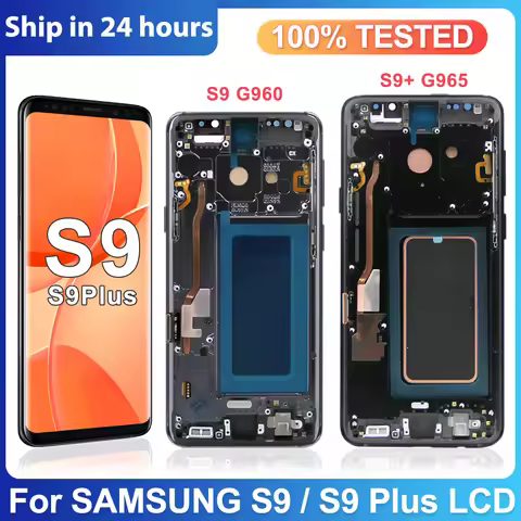 100% AMOLED LCD For Samsung Galaxy S9 Plus Display G965F with Frame Touch Screen For Samsung S9 G960