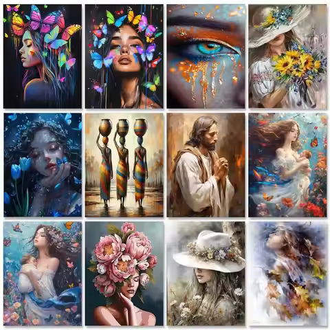 GATYZTORY Acrylic Painting By Numbers Woman Girl Drawing By Numbers For Adults Home Decors Artwork G
