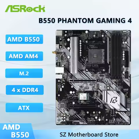 ASROCK B550 PHANTOM GAMING 4 AMD B550 Motherboard ATX For Socket AM4 AMD Ryzen 5600X 5800X 5900X 360