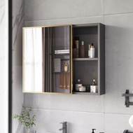 Light Luxury Bathroom Mirror Cabinet Washbasin Mirror Separate Solid Wood Bathroom Mirror Cabinet Storage Cabinet Wall Hanging with Shelf Mirror