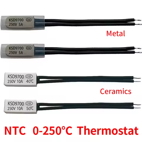 2/5/10/50/100PCS KSD9700 160C 170C 180C 190C 200C 220C 250C 5A/10A NC Ceramics Bimetal Disc Temperat