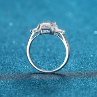NeeTim Emerald Cut 3ct Full Moissante Wedding Rings for Women Lab Grown Diamond Promise Band Plated 