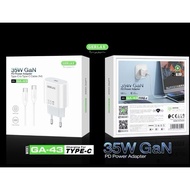GERLAX GA-43T Charger Type C To Type C 35W PD GaN Quick Charger Fast Charging