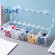 [Out-t] 5partment Storage Box With Lid See-Through Charge Cable Organizer Box Data Cable Management 