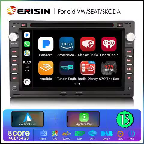 Erisin ES6709V Android 13 Car Stereo DVD For VW Passat Jetta Polo Golf Seat Skoda Octavia GPS 4G LTE