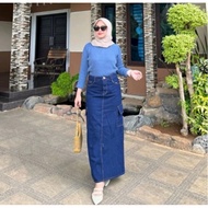 R0k CARGO JEANS T/M//WOMEN'S JEANS SKIRT//LATEST JEANS SKIRT//LONG JEANS SKIRT//SPAN JEANS SKIRT//7/