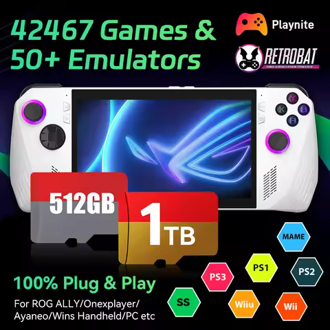JMachen 512GB/1T Game TF Card for ROG ALLY/Rog ALLY X/Onexplayer/Wins Handheld/PC with 42467 Retro &