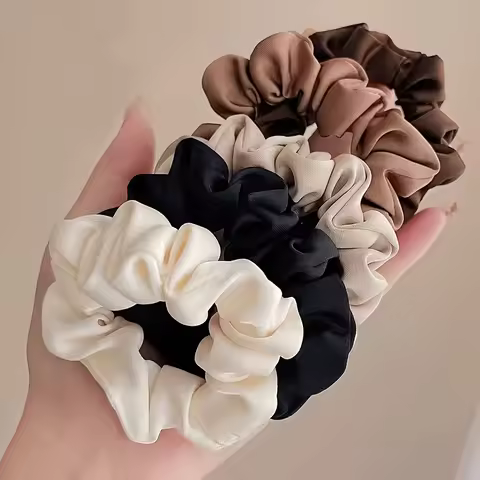 5 Sets Of Simple Hair Rings For Women - New Fat Intestine Hair Rings - Fabric Large Intestine Hair R