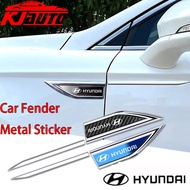 2pcs/Set Hyundai Car Fender Metal Sticker Exterior Decorative Right Left Decals Modification For Sta