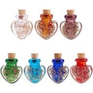Beebeecraft 7 Pcs Perfume Bottle Handmade Luminous Lampwork Heart Shape Bottle Pendant with Gold Sand for Essential Oil Diffusering Necklaces Mixed Color