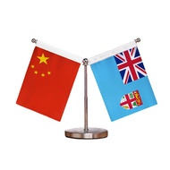 Fiji National Flag Car Ornament Stainless Steel Retractable Flag Pole Dedicated Carriage Flag Base A