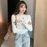 AJW [XAM] Inner Rajut Lengan Panjang Kancing Gold Korean Style Import Premium | Inner Lengan Panjang