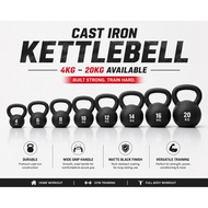 Kettlebell 4KG-20KG Cast Iron Kettlebell Matte Black (Ready Stock)