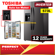 Toshiba RS637WE Side by Side Refrigerator 573L Dual INVERTER Fridge Auto Ice Maker with Water Dispenser