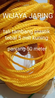 tali tambang plastik kuning tebal 5 mili panjang 50 meter