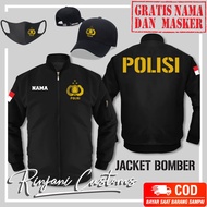 JAKET BOMBER POLISI POLRI.JAKET BOMBER POLISI INDONESIA.ANTI AIR DAN FREE MASKER