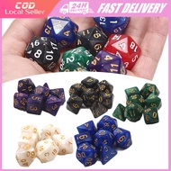 7PCS/Bag Dice Set Pearl Pattern Dungeons and Dragons Game Dice D4 D6 D8 D10 D12 D20 Polyhedral Dice 