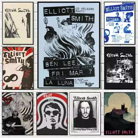 Cool E-elliott S-smith Poster Decorative Wall Art Stickers Mural Photo Print for Home Living Room Ha