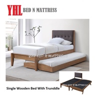 YHL Upholstery Single Solid Wooden Bed With Lift Up Pull Out Bed (Mattress Not Included)