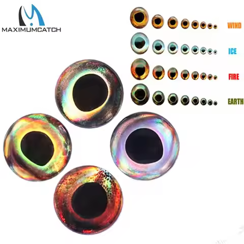 MAXCATCH 2D/3D/4D Fishing Lure Eyes 3mm-15mm Fly Tying Material Realistic Resin Fish Eyes DIY Fly Fi