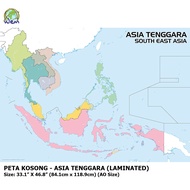 PETA KOSONG ASIA TENGGARA / LARGE BLANK SOUTH EAST ASIA OUTLINE MAP (LAMINATED) 33x47 inches | Great