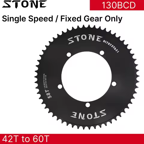 Stone 130 BCD Chainring For Single Speed Fixed Gear Fixie Track Bike Round 42T-60T Chainwheel 1/2" X