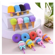 Box of 4 super clean erasers shaped like ice cream sticks in the shape of a cute candy cane, Pencil 