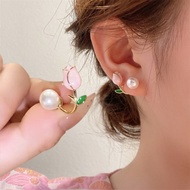 925 Silver Pearl Earring Elegant Simple Tulip Earrings for Women Hypoallergenic Hikaw Fashion Access