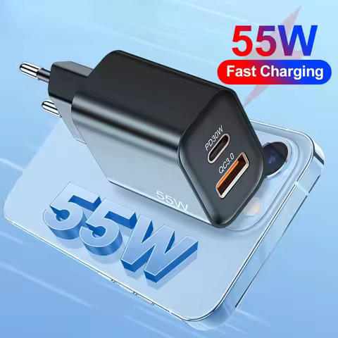 55W USB Charger Fast Charging PD Quick Charge 3.0 Travel Adapter For iPhone 15 Pro Samsung Huawei Xi