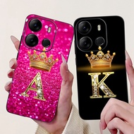 For Tecno Spark Go 2023 BF7n Case Luxury Crown Letters Soft Silicone Black TPU Phone Cover For Tecno