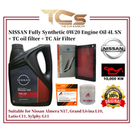 NISSAN Fully Synthetic 0W20 Engine Oil 4L SP/GF-6 + TC oil filter + TC Air Filter (Bundle)