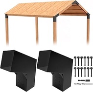 2-Way Pergola Brackets Kit,DIY 15 Degree Angle L-Shaped Woodwork Brackets for 6" x 6" (Actual:5.5"x5