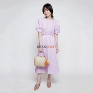 Hosta Tie Back Cut-Out Midi Dress Lilac Sekouwit Batik Tie Dress