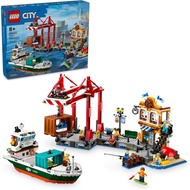 LEGO City Seaside Harbor with Cargo Ship Toy, Container Crane and Boat Model