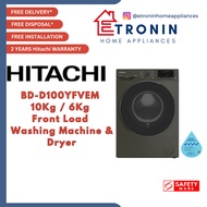 Hitachi BD-D100YFVEM 10Kg / 6Kg Front Load Washing Machine & Dryer