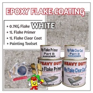 WHITE FLAKE • Epoxy Flake Coating Set c/w Painting Toolset • Refurnishing Floor • No Hacking • Waterproofing