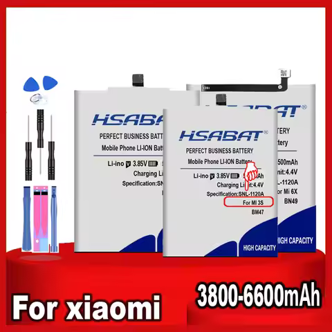 HSABAT BM47 BN30 BN31 Battery for Xiaomi Mi Redmi Note Mix Max 2 3 3S 3X 4 4X 4A 5 5A 5S 5X 6 6A Mi6