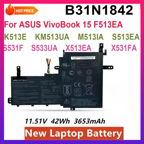 B31N1842 Laptop Battery for ASUS VivoBook F513EA F513EP F513IA K513E K513EA K513EP KM513UA M513IA M5
