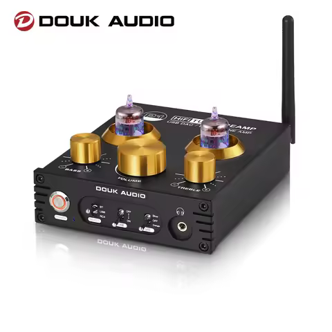 Douk Audio P1 HiFi JAN 5654 Vacuum Tube Preamp Bluetooth 5.0 Audio Receiver USB DAC Headphone Amp AP