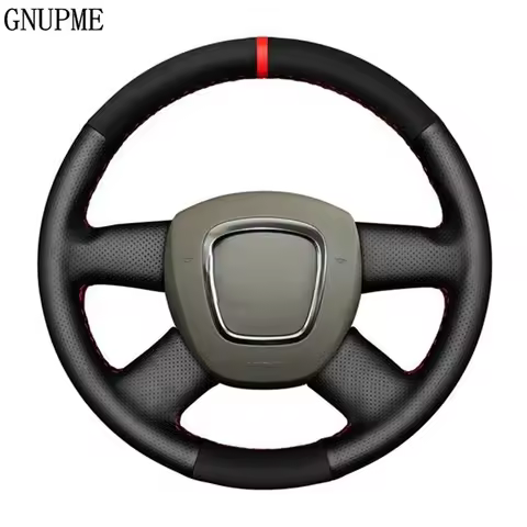 Non-Slip Black Genuine Leather Suede Car Steering Wheel Cover For Audi A3 (8P) Sportback A4 (B8) A4 