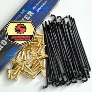 Spokes Black Spokes/ Spokes Nipples Gold Rock Biker 9x130