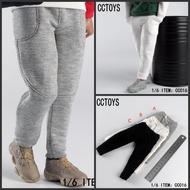 Ready Stock CCTOYS 1/6 Soldier Pants CC016 Trendy Doll Men's Sweatpants Black White Gray Sweatpants