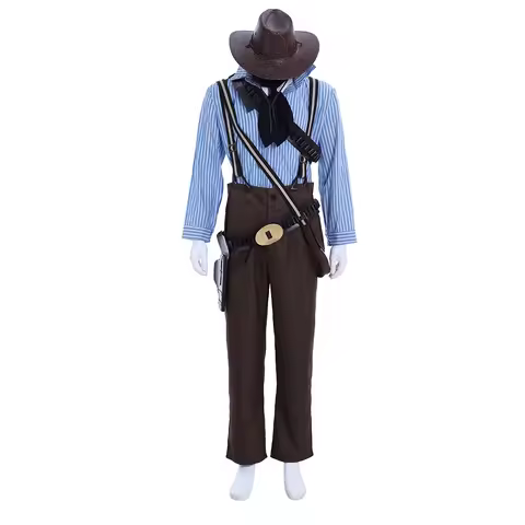 Game Red Dead Redemption II Authur Morgan cosplay Western Denim Gunslinger Full Set Outfit Men's Hal