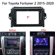 แผงกรอบฝาครอบ ABS 9 นิ้ว 2 DIN สำหรับเครื่องเล่น DVD สเตอริโอ GPS ในรถ Toyota Fortuner 2015-2020