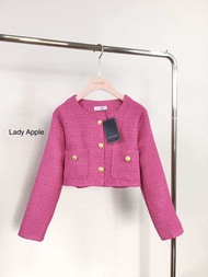 Lady Apple : เสื้อทวิตคอกลมแขนยาว กระดุมทอง กระเป๋าสองข้างใช้งานได้จริง