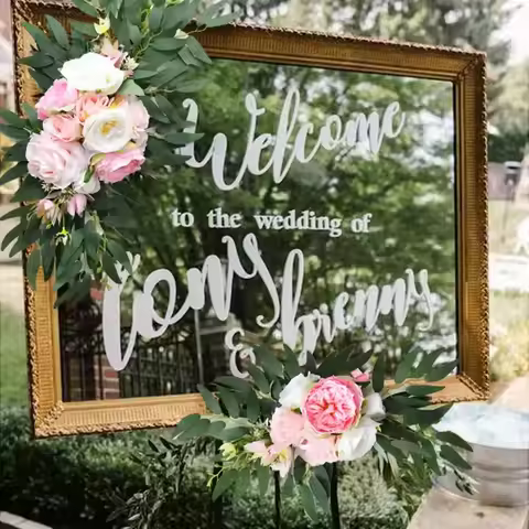 Large 2Pcs Artificial Flower Swag Garland Rustic Wedding Arch Flowers Kit for Sign Decorative Floral